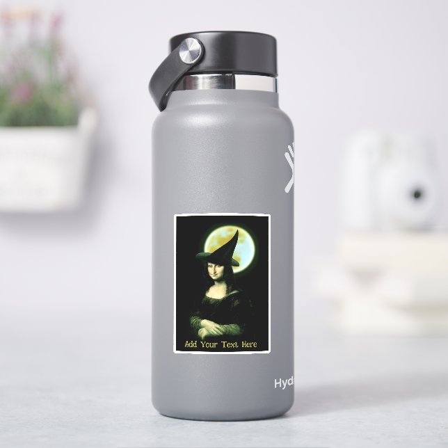 Witch Mona Lisa Halloween Full Moon Sticker (HydroFlask)