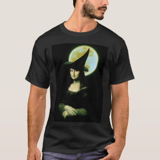 Witch Mona Lisa Halloween Full Moon T-Shirt