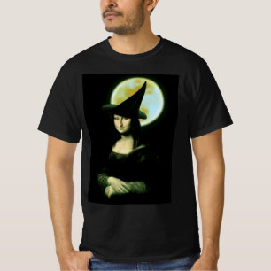 Witch Mona Lisa Halloween Full Moon T-Shirt
