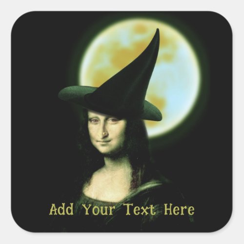  Witch Mona Lisa Halloween Square Sticker