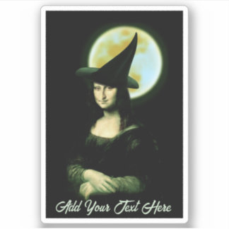 Witch Mona Lisa Halloween Sticker