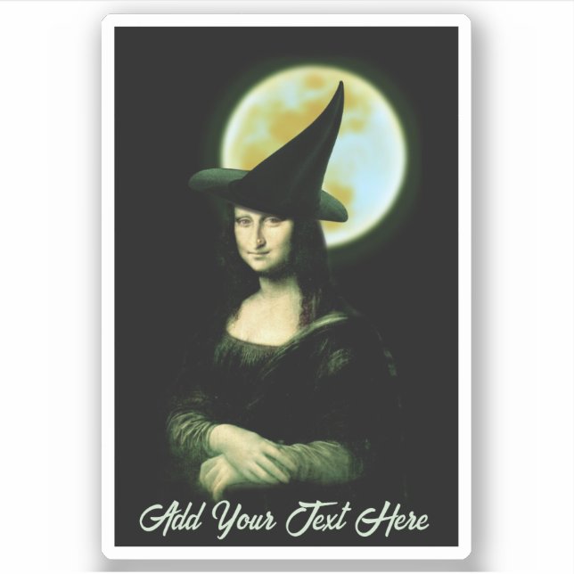  Witch Mona Lisa Halloween Sticker (Front)