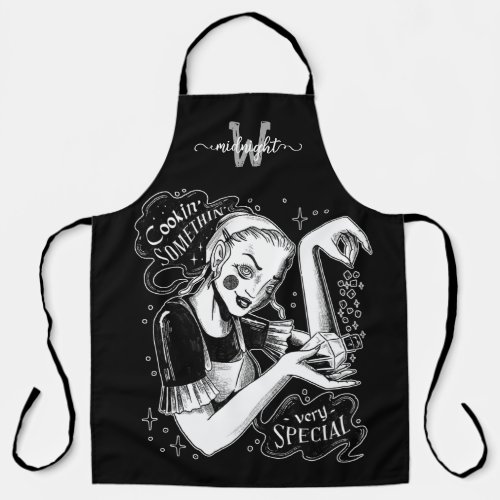 Witch Monogram Black All_Over Print Apron