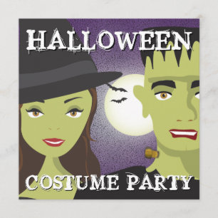 Witch & Monster Adults Halloween Costume Party Invitation