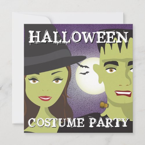Witch  Monster Adults Halloween Costume Party Invitation