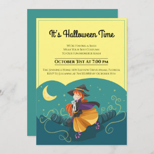 Witch Monster Mash Halloween Party Invitation