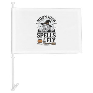 Witch Moon Shirt Vintage Engraving Halloween Tee_1 Car Flag