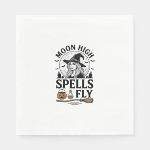 Witch Moon Shirt Vintage Engraving Halloween Tee_1 Napkins