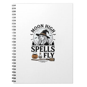 Witch Moon Shirt Vintage Engraving Halloween Tee_1 Notebook