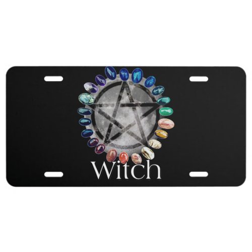Witch Moon with Chakra Stones License Plate