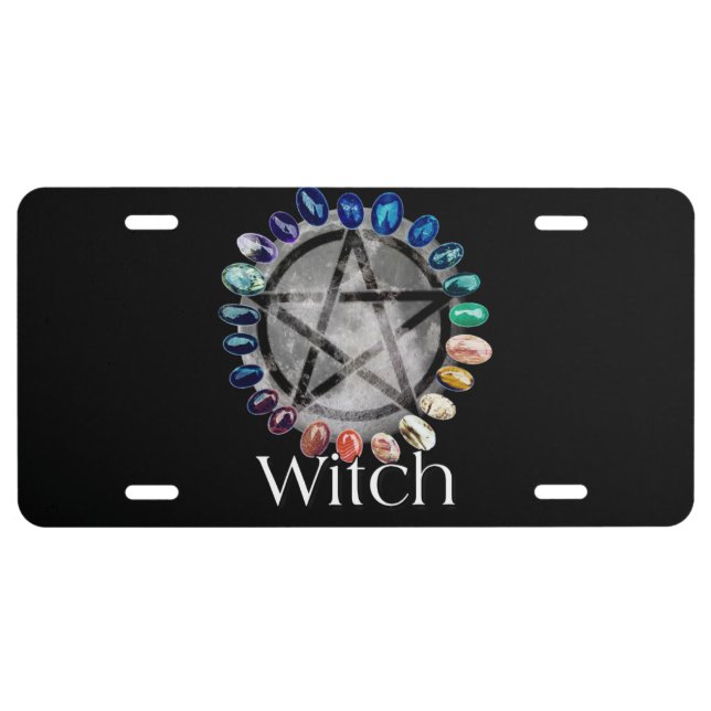 Witch Moon with Chakra Stones License Plate (Front)