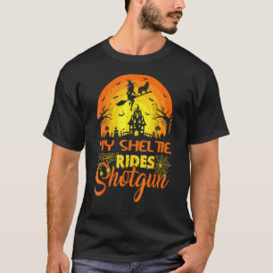 Witch My Sheltie Rides Shotgun Halloween T-Shirt