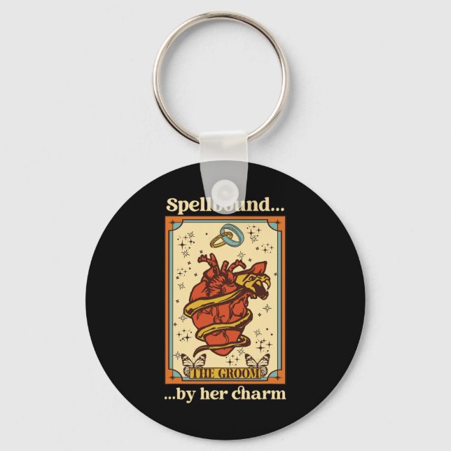 Witch Mystical Funny Bride And Groom Spellbound By Keychain (Front)