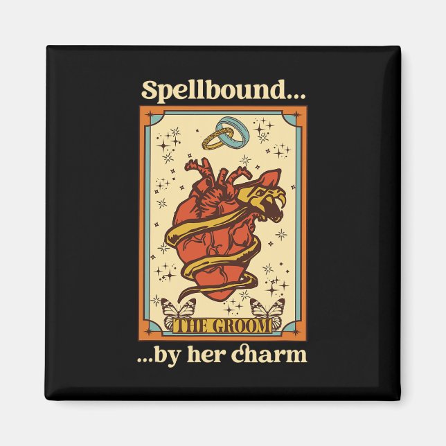 Witch Mystical Funny Bride And Groom Spellbound By Magnet (Front)