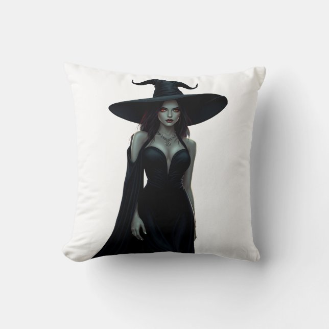 Witch of the Night Throw Pillow (Front)