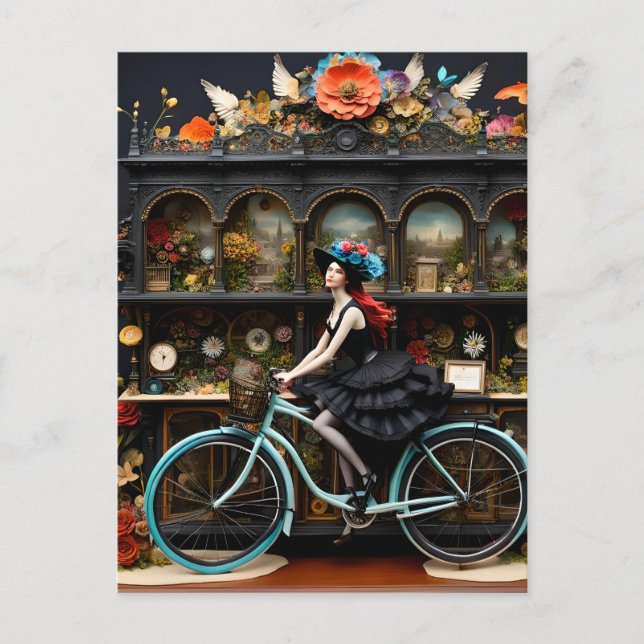 Witch on a Bicycle Postcard (Front)