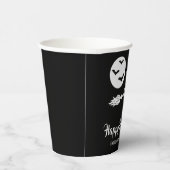 Witch On A Broom Black And White Happy Halloween Paper Cups (Right)