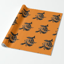 WITCH ON A BROOM HALLOWEEN Wrapping Paper