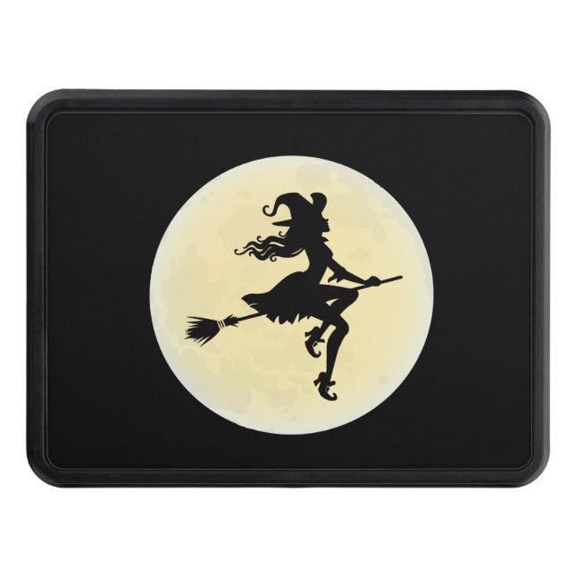 Witch on a broom hitch cover (Front)