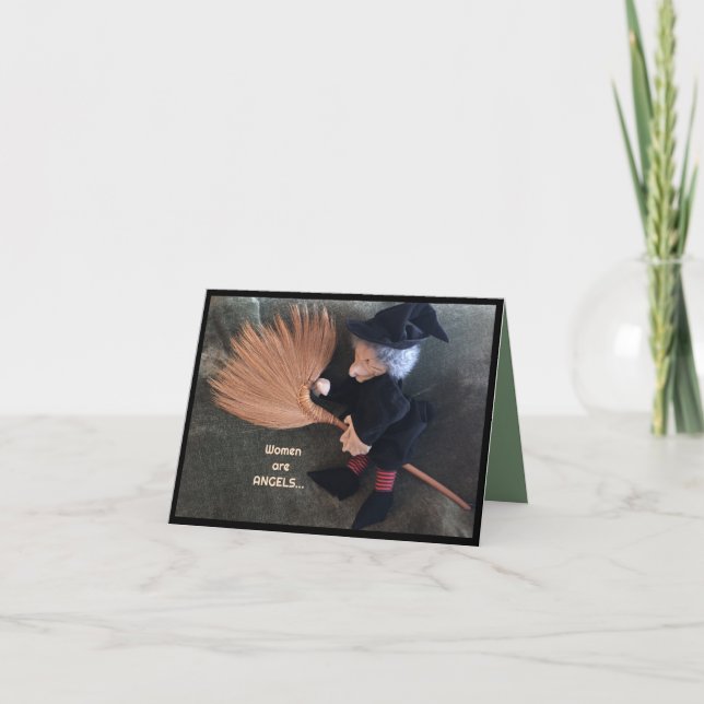 Witch on a Broom Humorous Card (Front)