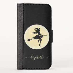 Witch on a broom Personalized iPhone X Wallet Case