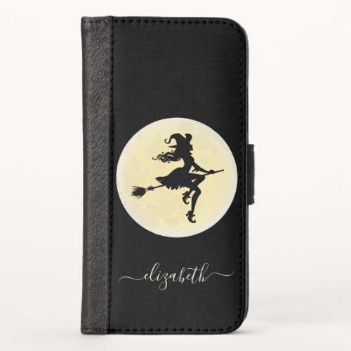 Witch on a broom Personalized iPhone X Wallet Case