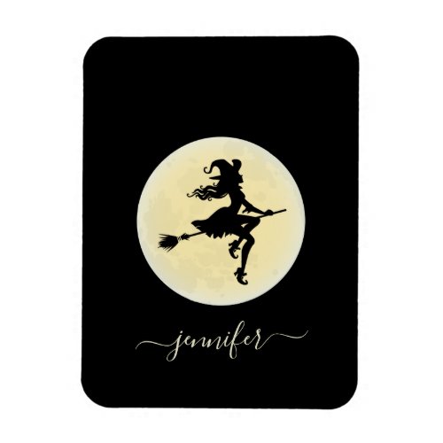 Witch on a broom personalized magnet