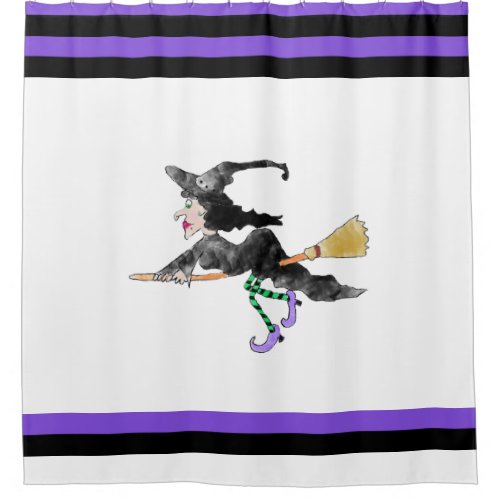 Witch On A Broom Shower Curtain