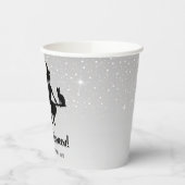 Witch On A Broom Silver Gray And Black Halloween Paper Cups (Left)