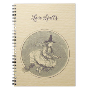 Witch on a Broom Vintage Notebook