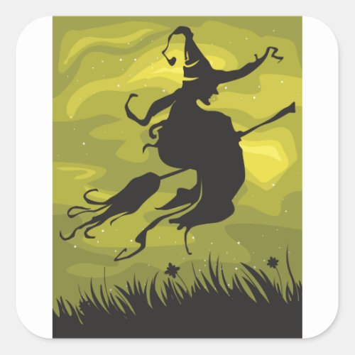 Witch On A Broomstick Stickers