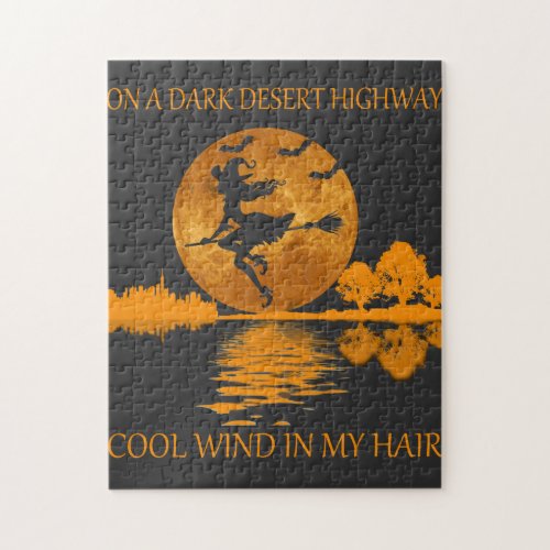 witch on a dark desert highway funny halloween T Jigsaw Puzzle