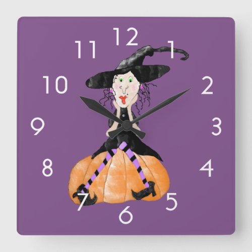 Witch On A Pumpkin Clock