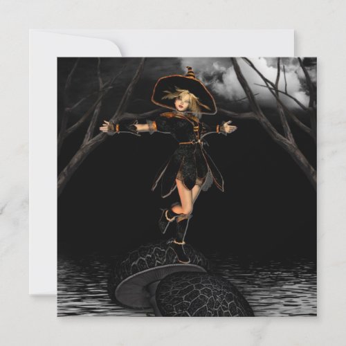 Witch on a Toad Stool Invitations