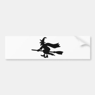witch on broom bumper sticker