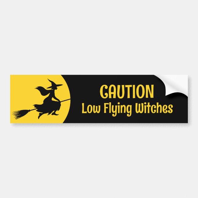 Witch on Broom Bumper Sticker (Front)