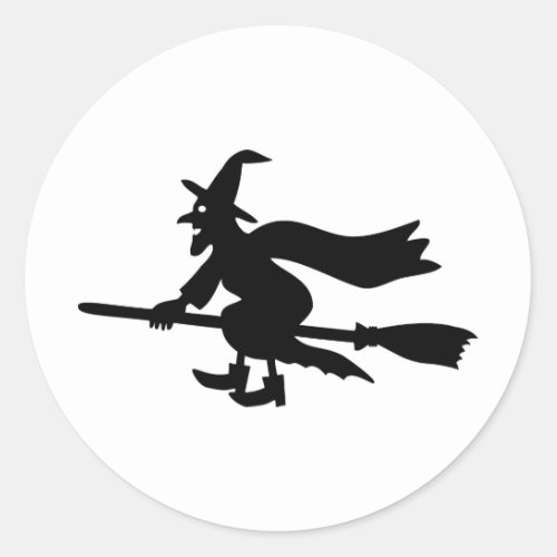 witch on broom classic round sticker