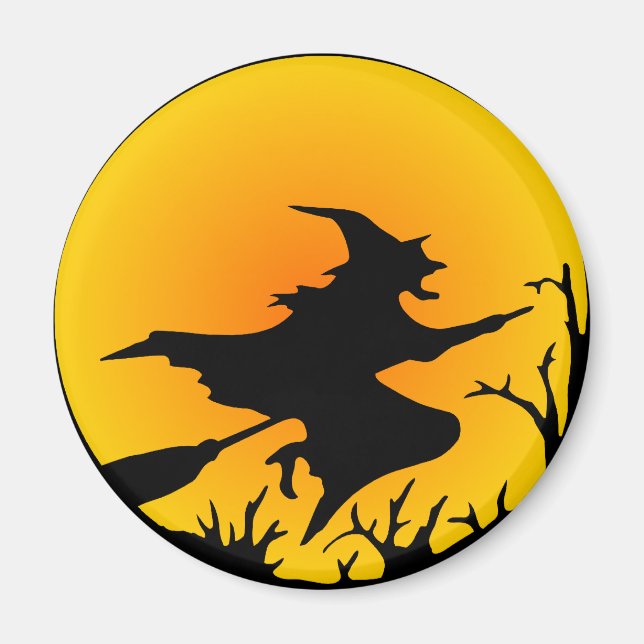 Witch On Broom Magnet (Front)