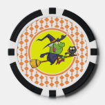 Witch On Broom Poker Chips at Zazzle