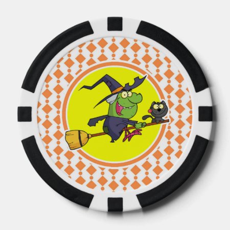 Witch On Broom Poker Chips