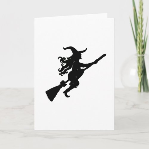 Witch on Broom Silhouette Card