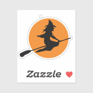Witch on Broom silhouette Sticker