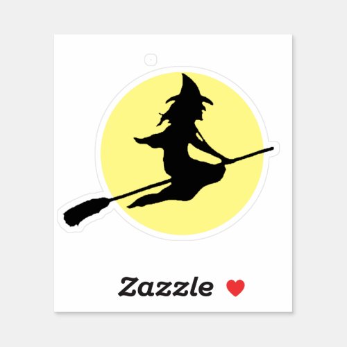 Witch on Broom silhouette Sticker