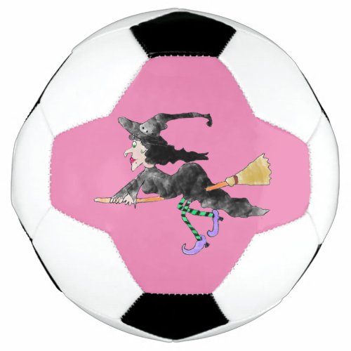 Witch On Broom Soccer Ball