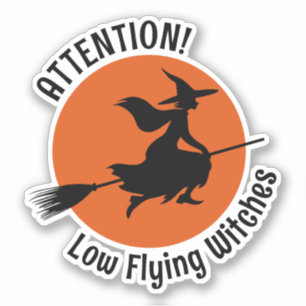 Witch on Broom Sticker