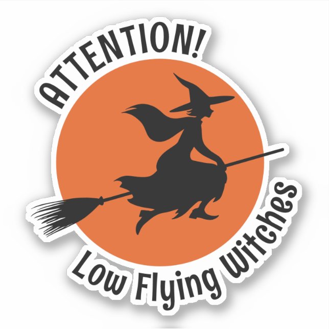 Witch on Broom Sticker (Front)