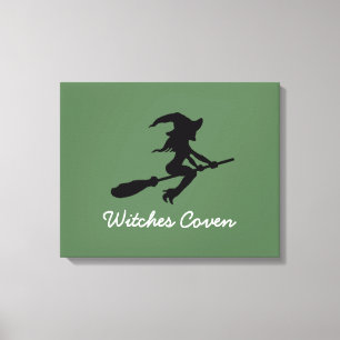 Witch On Broomstick Canvas Print
