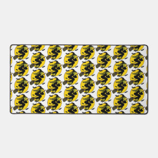 Witch On Broomstick Halloween Pattern Desk Mat