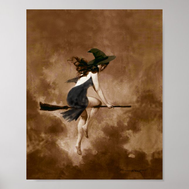 Witch on Broomstick poster (Front)