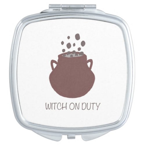 Witch on duty funny gift witch cauldron halloween  compact mirror